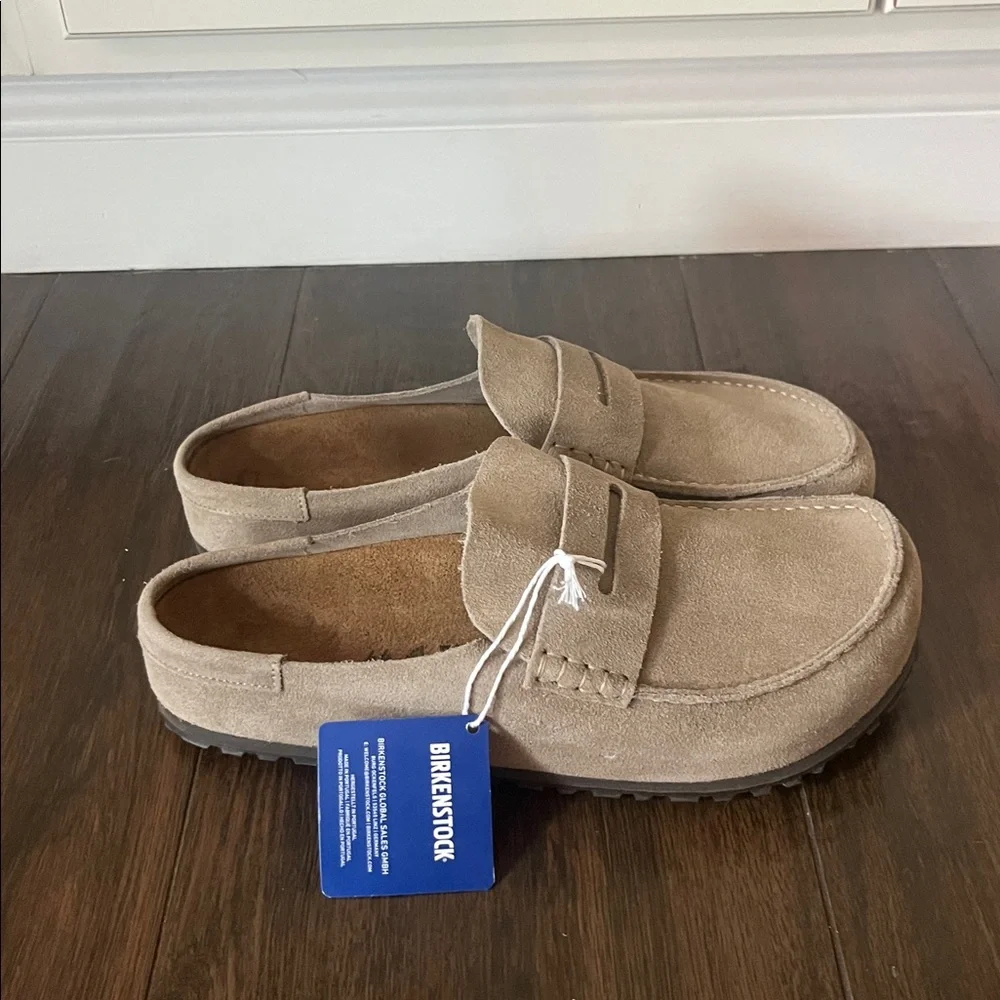 Birkenstock Suede Penny Loafers in Taupe - Picture 4 of 8